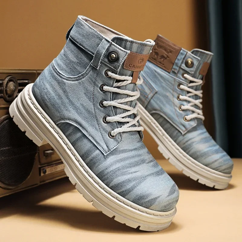 

Men Martin Denim Short Boots 2024 New Autumn Winter Fashion British Style Business Work Boots Outdoor Street Casual Shoes Travel