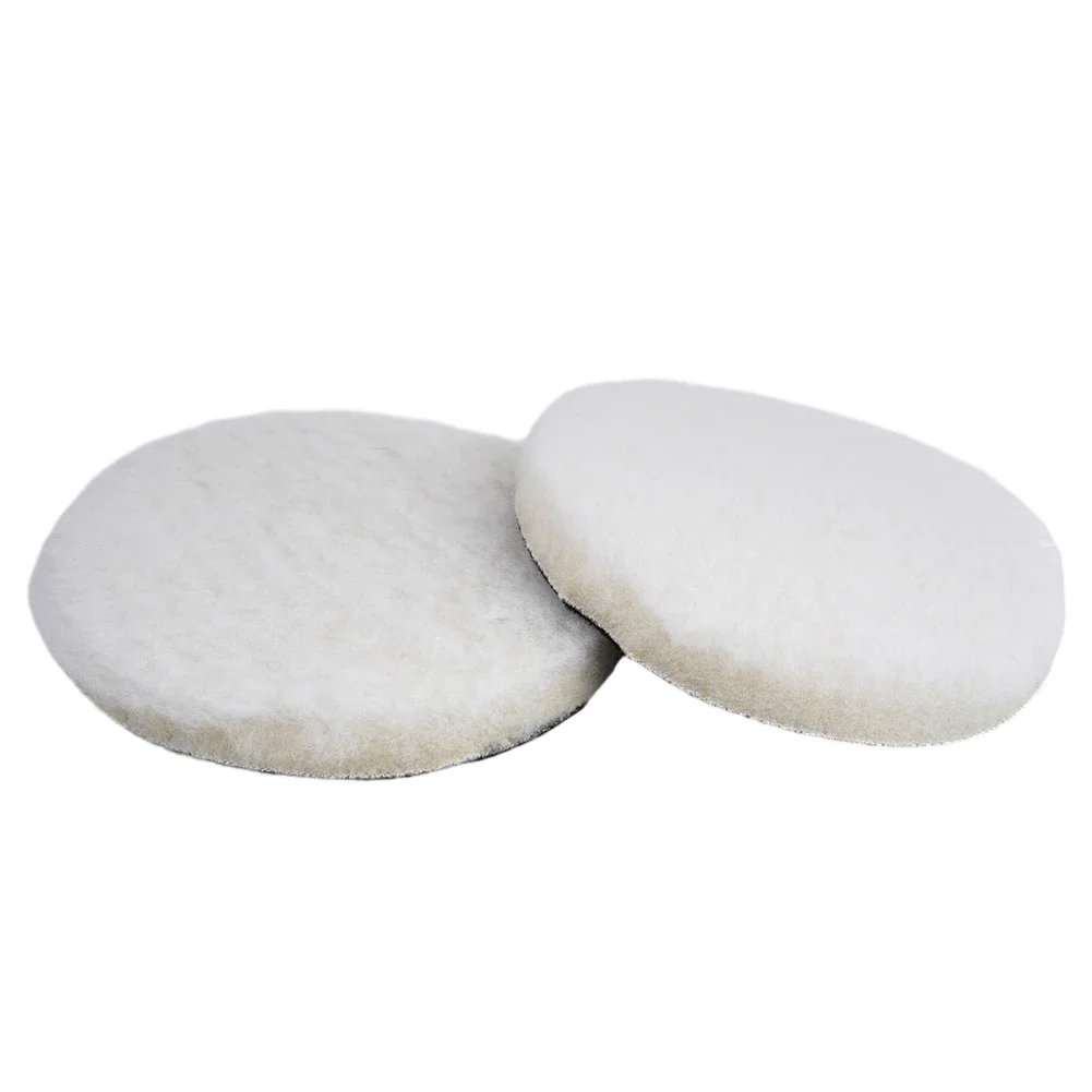 2X Wool Buffing Polishing Pads 5/6/7Inch Washable Reusable Remove Scratches Car Care Buffer Pad Polishing Machine Drill Adapter