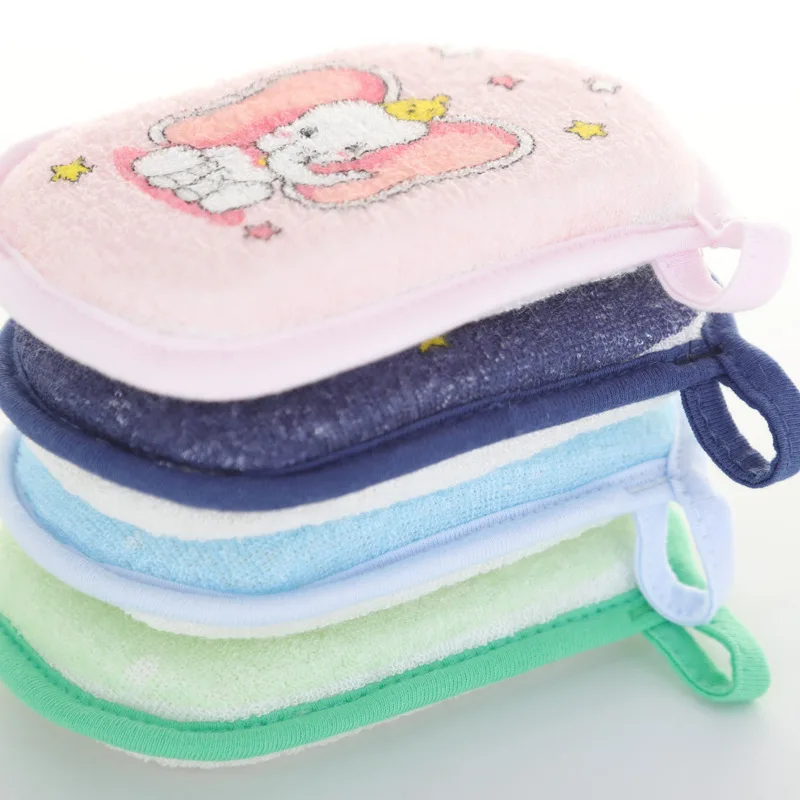 Cute Kawaii Cartoon Baby Bath Sponge Brushes Kids Children Toddlers Newborns Cleaning Brush Towel Inirritative Foam Shower