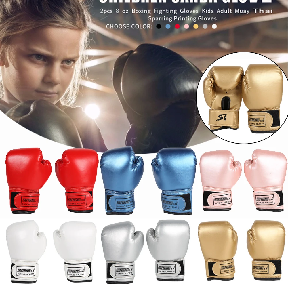 1Pair 3 10Y Kids Boxing Gloves PU Leather MMA Fighting Punching Bag