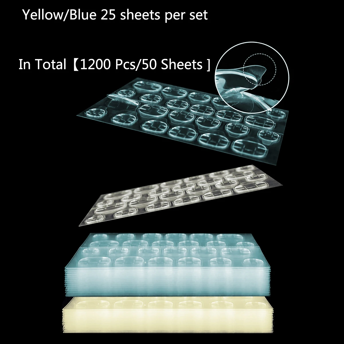 Nail Adhesive Tabs Set - 1200 Pcs Double-Sided Transparent Stickers