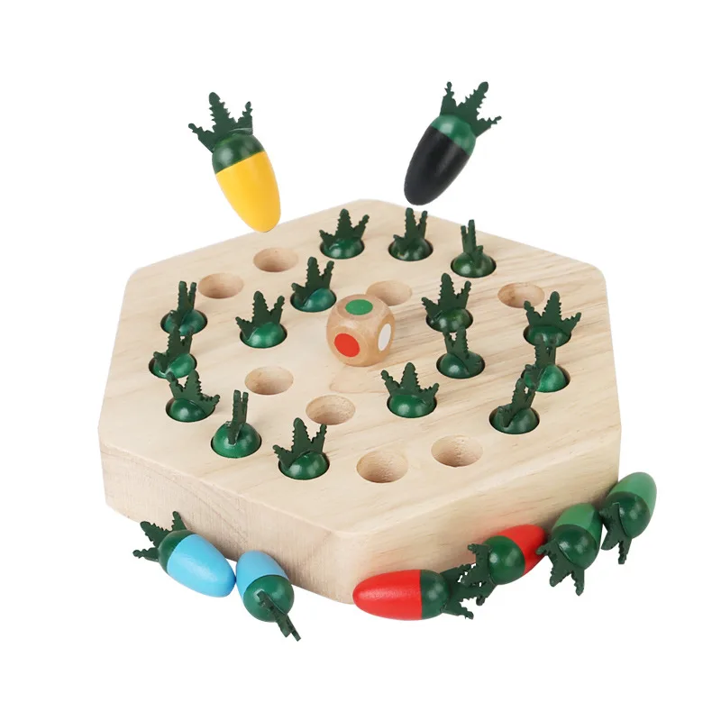 

Деревянная настольная игра в шахматы с памятью цвета моркови, Детская развивающая игрушка Монтессори с редисом