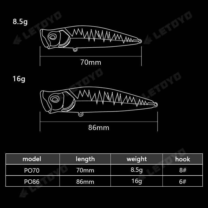LETOYO طعوم صيد عائمة 8.5 جرام 16 جرام طلاء ليزر ا...