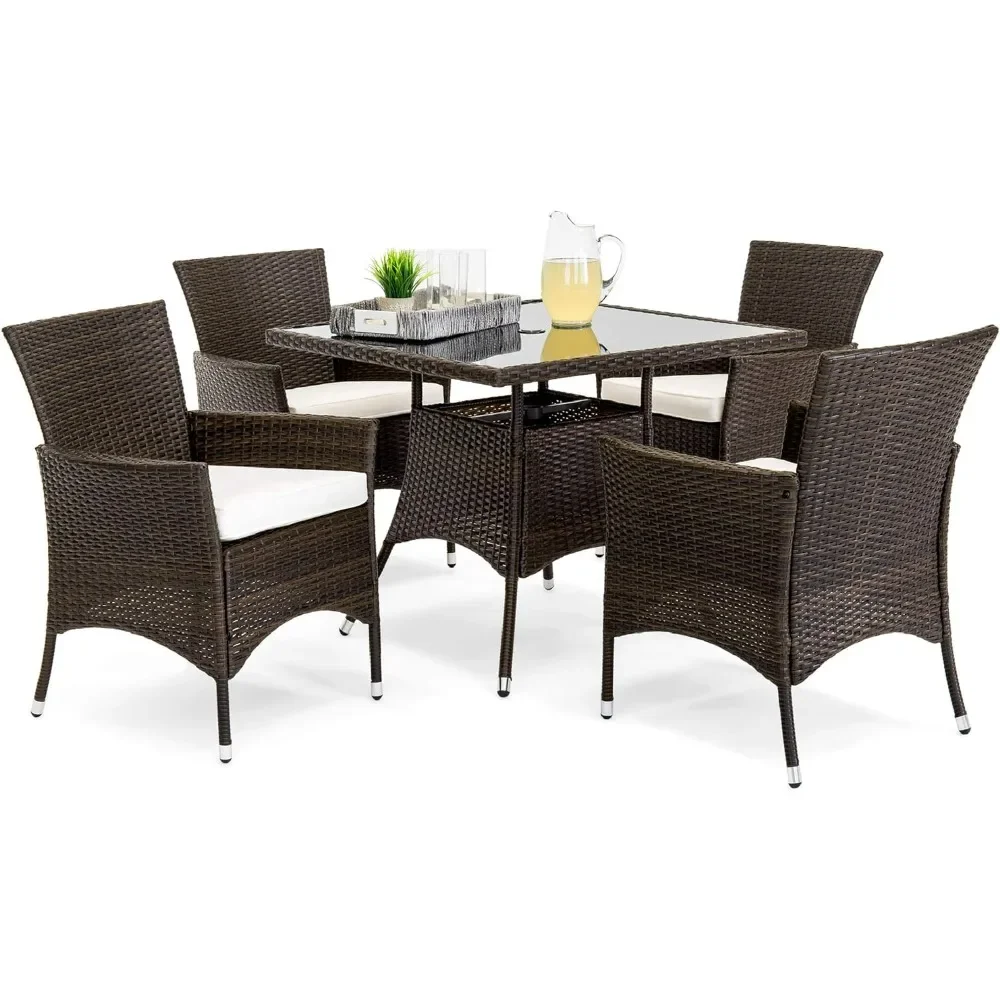 

Outdoor Table and Chairs Set, 5-Piece Indoor Wicker Dining Furniture for Patio, Outdoor Table and Chairs Set