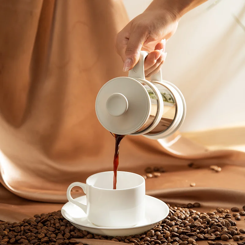 PARACITY White Transparent Heat-resistant Glass French Press 350ML Household Coffee Maker Kitchen French Press For Coffee 5 PARACITY White Transparent Heat-resistant Glass French Press 350ML Household Coffee Maker Kitchen French Press For Coffee 5