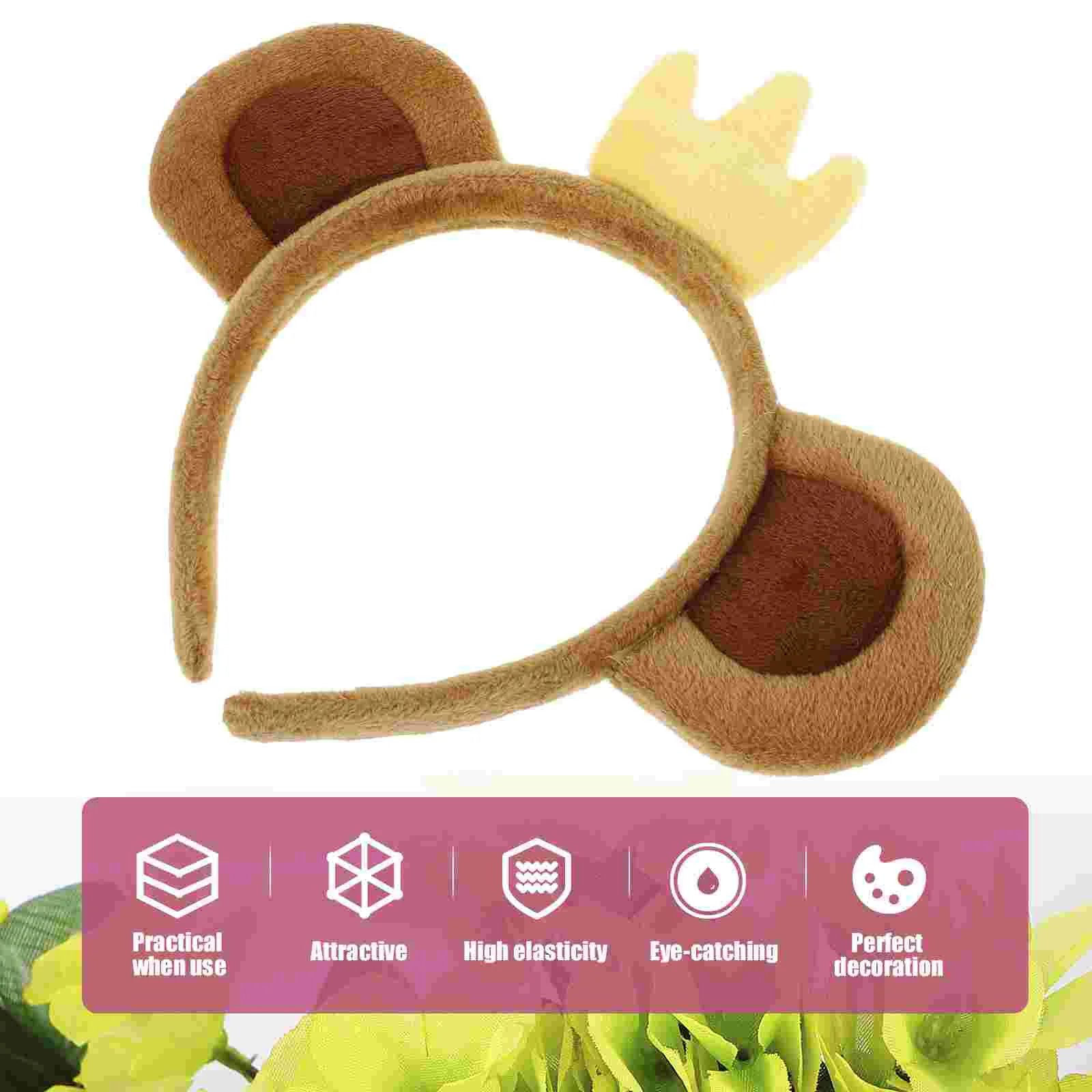 Crown Monkey Ears Headband Animal Ears Headband Adult Costume Girls Headbands Hair Accessories Women Headdress Cosplay Headwear