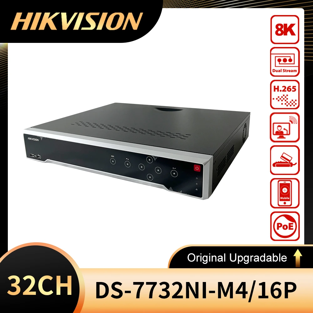 Hikvision 8K 12Mp Nvr Ds-7732Ni-M4/16P M Series 16Ch Poe H.265 + 4 Interfacce Sata Per Hdd Hik-Connect Ddns Onvif