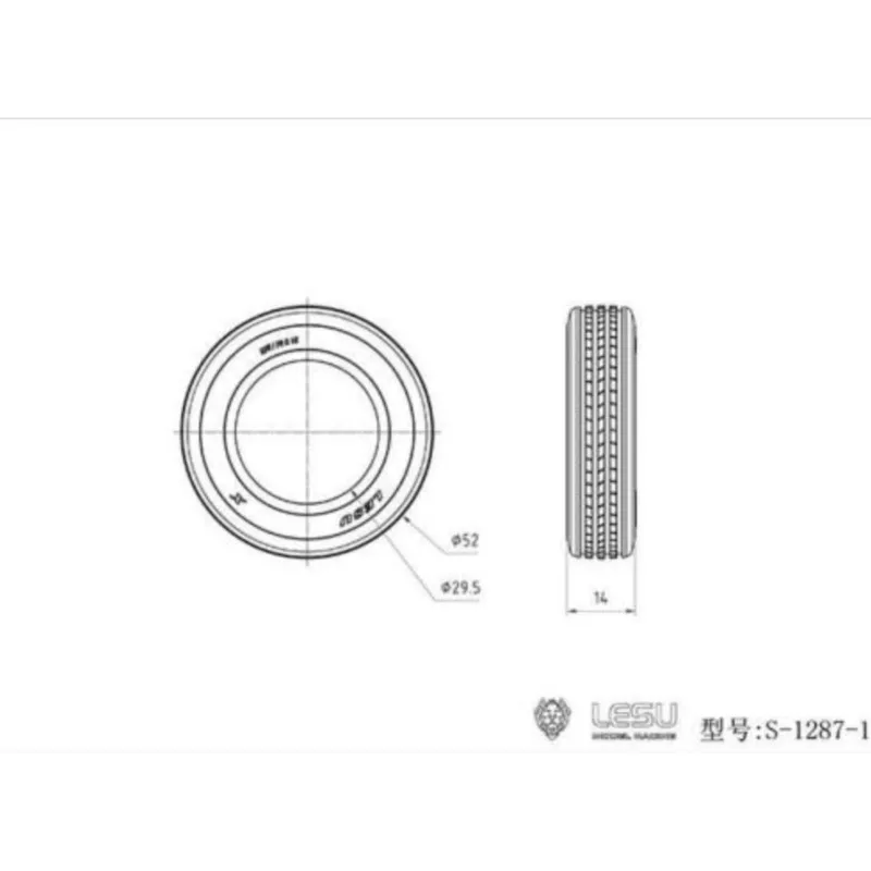 LESU 52MM Wheel Tires for 1/14 RC Tamiyaya A0020 Hydraulic Trailer Truck DIY Model Parts TH16958-SMT5