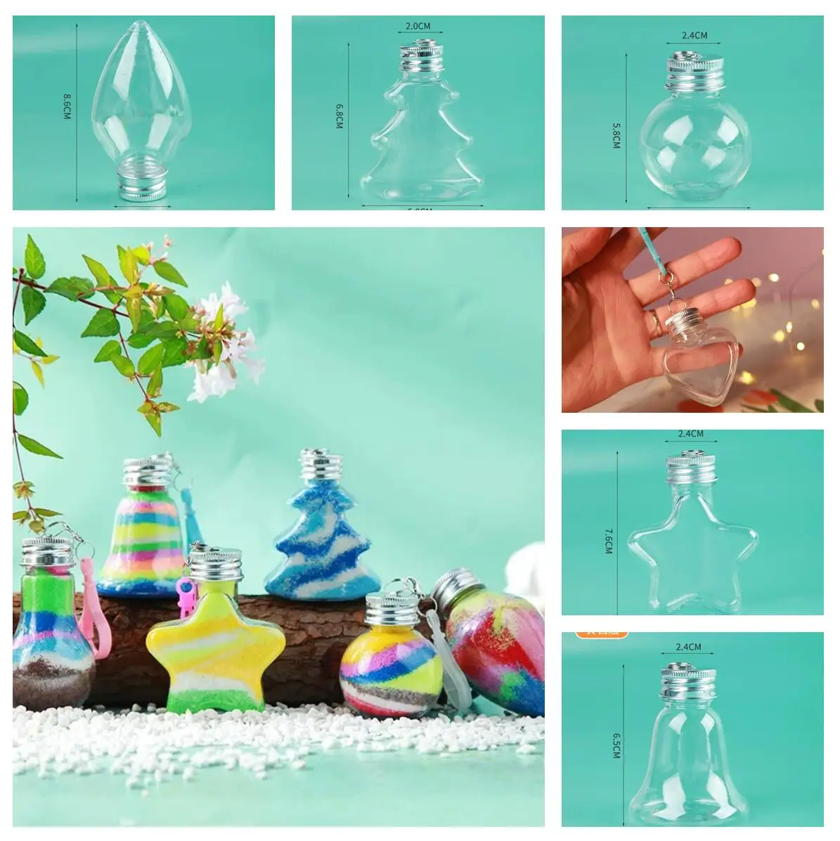 1/2X Transparent PET Bottles Mini Potion Bottle Seal Cap Plastic Vials Wedding DIY Drift Wishing Bottle Pendant Storage Jars 5