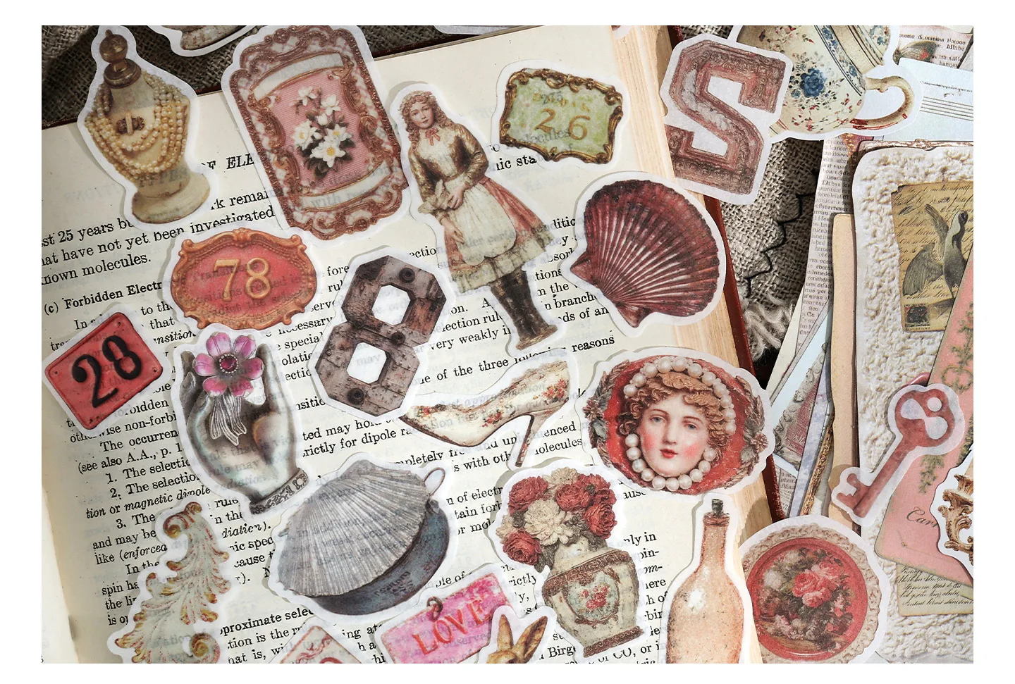 Retro Alte Poesie-Manuskripte DIY Handgemachtes Material Sticker-Set Bastel-Enthusiasten DIY Dekoration Schreibwaren-Set – Detail 20