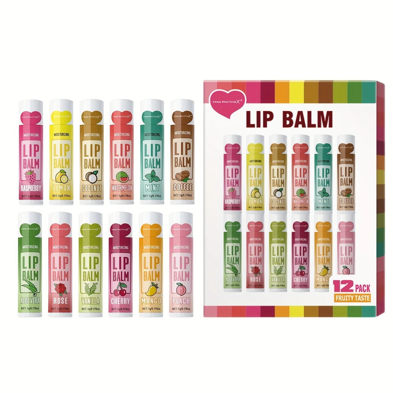 Lip Balm 12 PCS 5g Deep Moisturizing Long-lasting Exfoliating Hydrated Lips