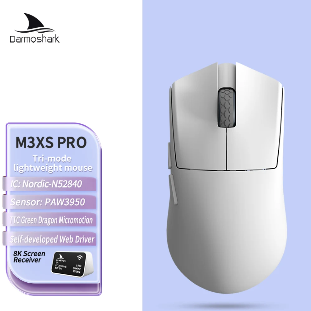 マウス・トラックボール Darmoshark M3 MICRO TRI-MODE MOUSE Darmoshark Launches M3 Micro PAW3395 8K Wireless Ultra