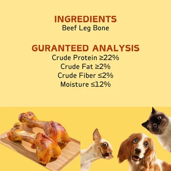 240g/8.46oz (2 Count x120g/4.23oz)6 Inch Beef Dog Bone for Aggressive Chewers, Large and Medium Breed Dog Treat, Natural 6