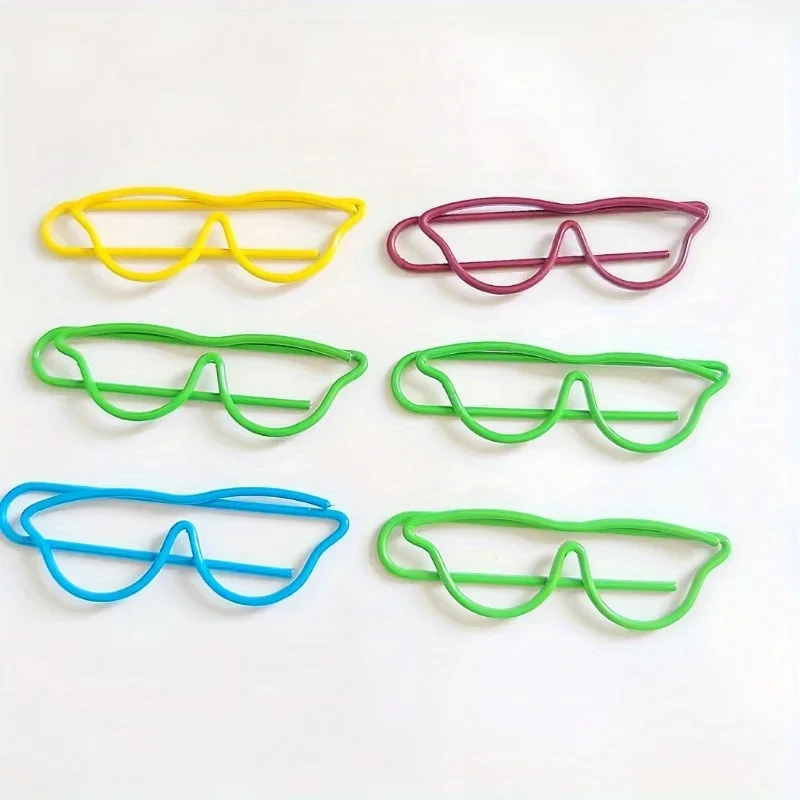60pcs Mixed Color Glasses Shaped Paper Clips Cute Shape Bookmark Clips Metal Paper Files Holder Creative Office School Supply paper clips mini bookmark