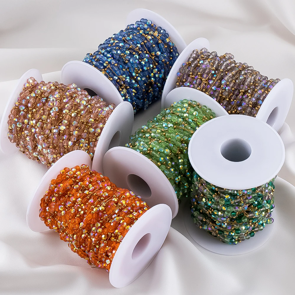 1 Meter Gradient Beaded Stainless Steel Chain for DIY Jewelry and Accessories