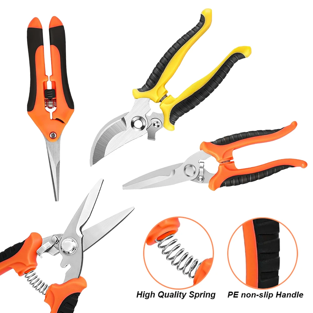 3Pcs Garden Pruning Shears Stainless Steel Handheld Clippers Flower Clippers for Harvesting Picking Indoor Outdoor Greenhouse