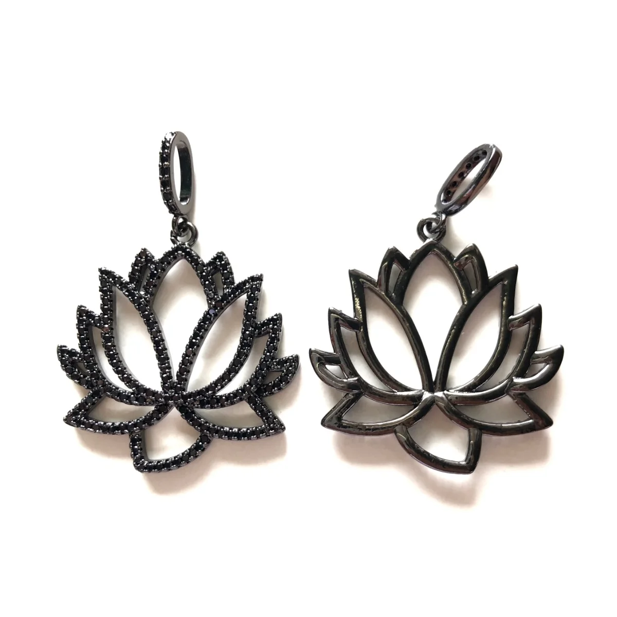 5pcs Lotus Flower Charms Exquisite Pendant for Bracelet Making Women Necklace Cubic Zirconia Pave Jewelry Accessory Wholesale