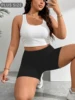 Plus Size Women's Cycling Workout Biker Shorts, Super Soft High Elastic Squat Proof Yoga Running Gym Fitness Sports Shorts