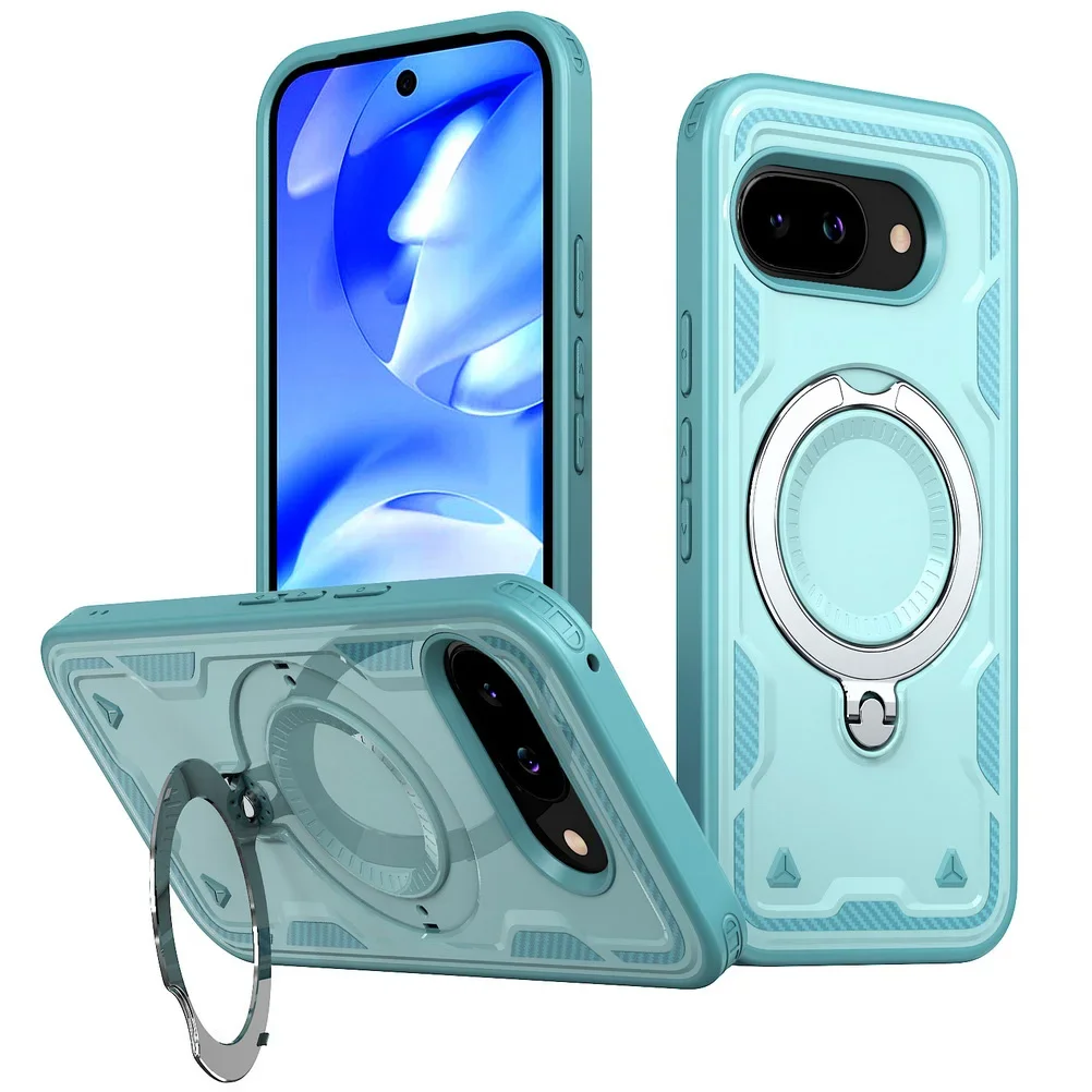 Rugged Military Armor Phone Case with Magnetic Ring and Rotating Bracket Cover