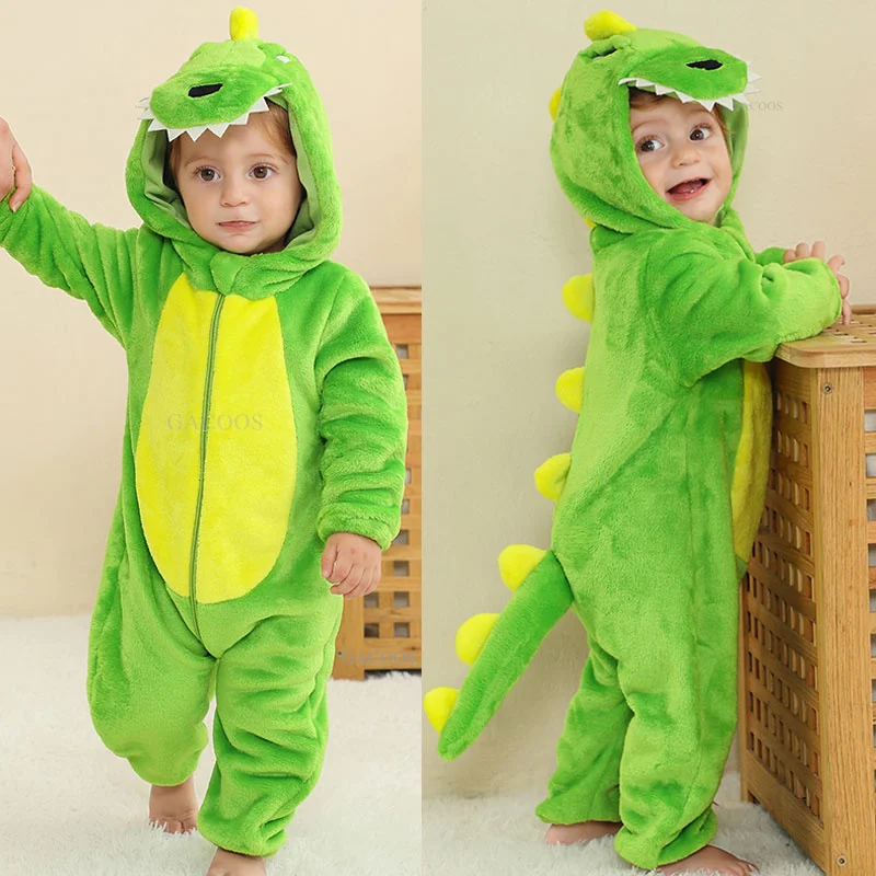 Dinosaur Baby Hooded Winter Romper 1