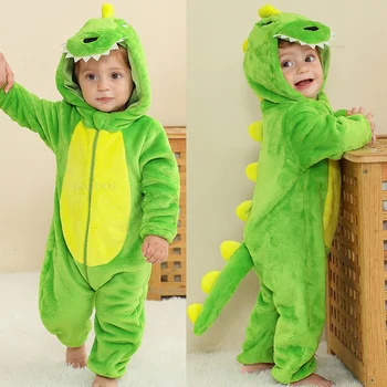 Dinosaur Baby Hooded Winter Romper 1