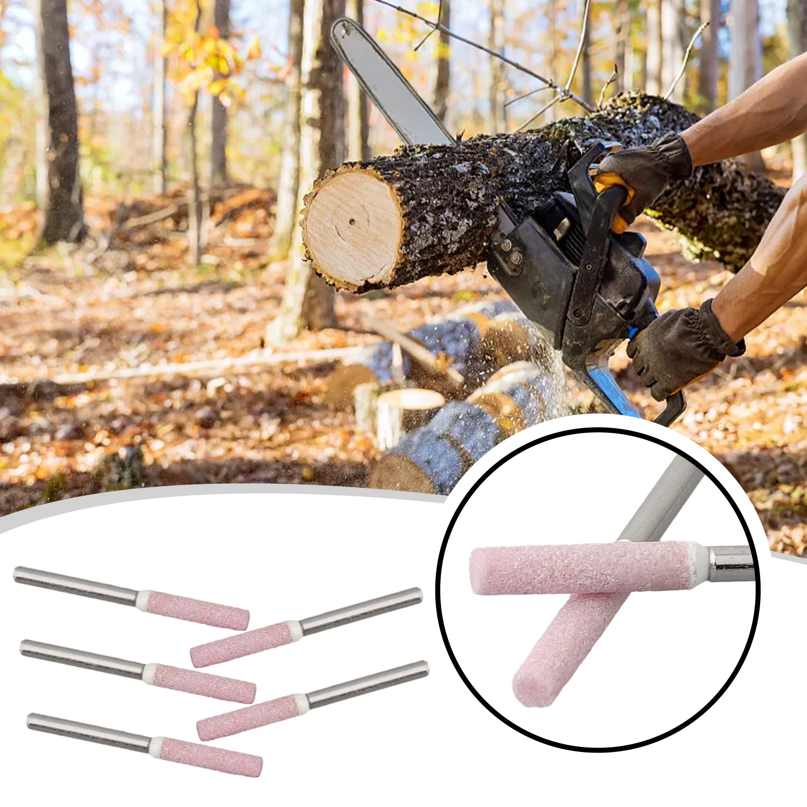 

5PCS 4/4.8/5.5mm Chainsaw Sharpener Cylindrical Burr Grinding Stone File Chainsaw Sharpening Tool Abrasive Grinding Tools