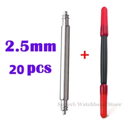 Versatile Metal Steel Spring Bar Set - 20pcs Watch Band Pins for Repair and Adjustment (Dia 2.5mm)