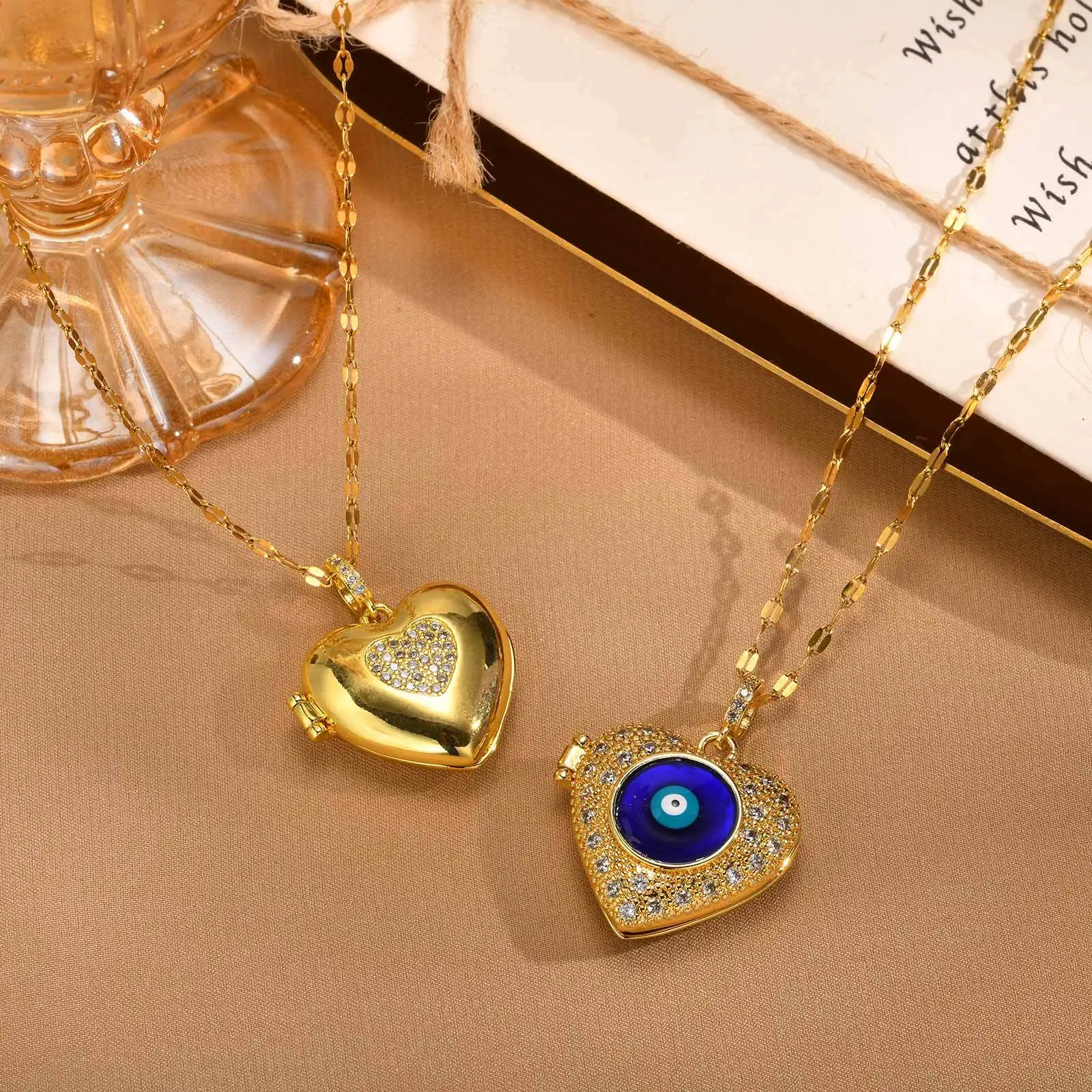 COLORFUL BLING 14k Gold Silver Women Romantic Heart Locket
