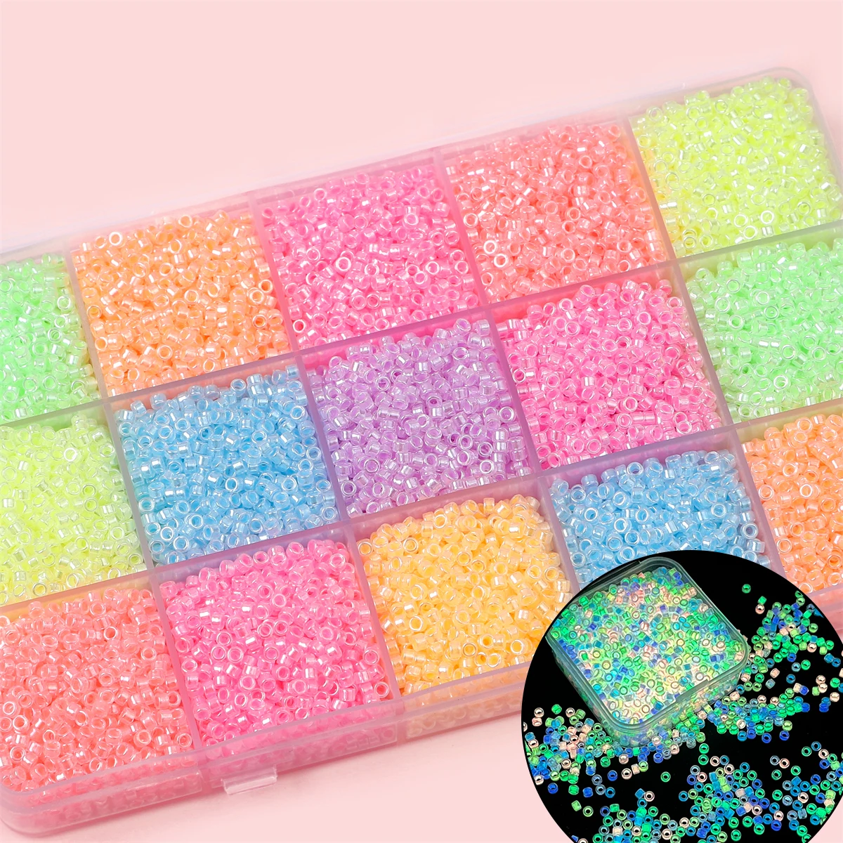 

700pcs/lot 2.5mm Luminous Glass Seed Beads Transparent Inside Colours Beads For Jewelry Making Handmade DIY Accessories