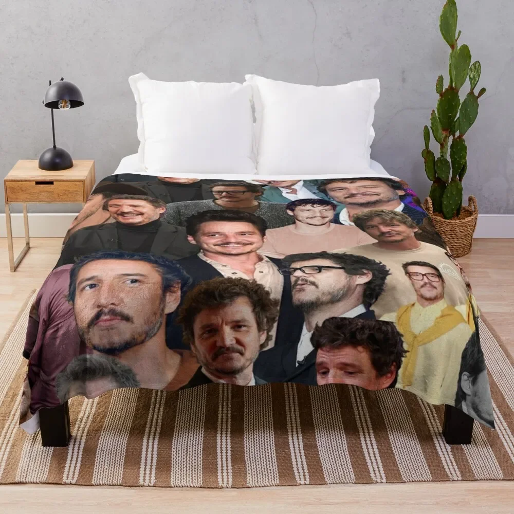 

Декоративное одеяло Педро Паскаль, мягкое очень большое покрывало с коллажем для фото, теплые диваны