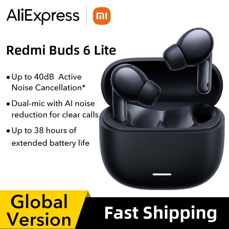 Global Version Xiaomi Redmi Buds 6 Lite earphone Up to 40dB wide frequency ANC Dual-mic with AI noise reduction for clear calls
