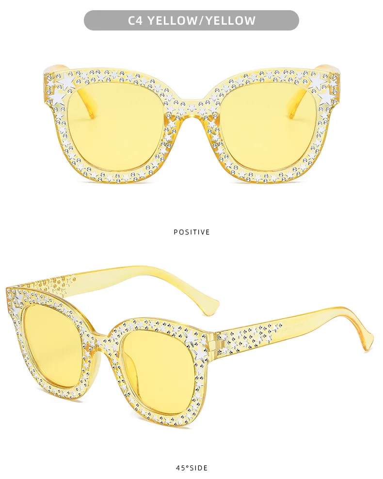 big frame sunglasses New Oversize Mosaic Star Sunglasses Women 2022 Cute Sexy Model Catwalk Style Sun Glasses Ladies Fashion Decoration Eyewears UV big frame sunglasses