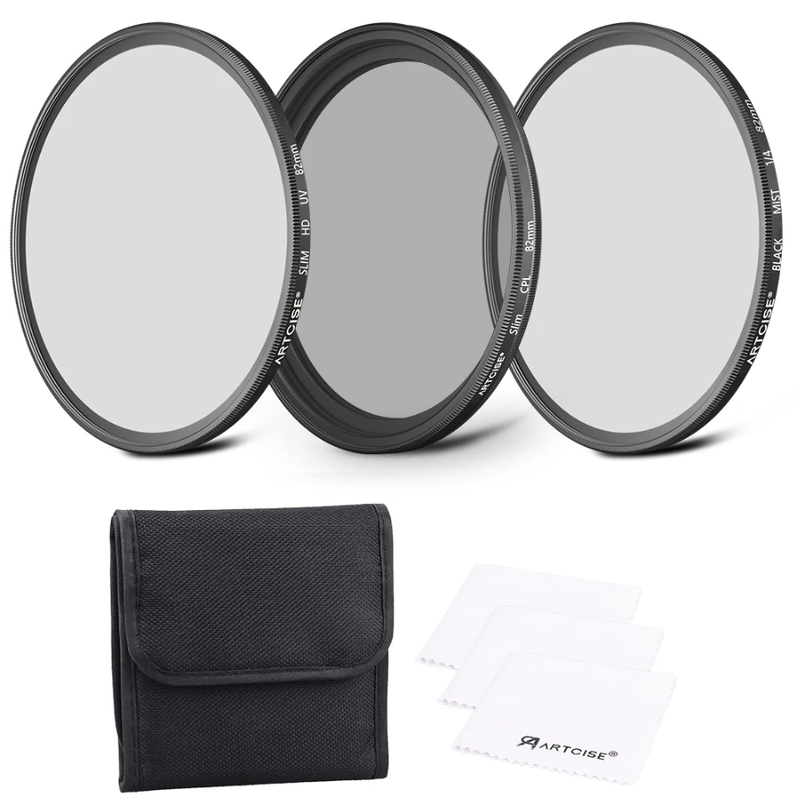 UV+CPL+Black Diffusion 1/4 Camera Lens Filter Set 3 in 1 Kits with Bag cleaning