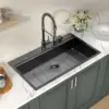 Lordear 33 Inch Black Drop In Kitchen Sink - 33X19 Inch Drop In Top Mount Sink 16 Gauge Stainless Steel Single Bowl Ledge 2