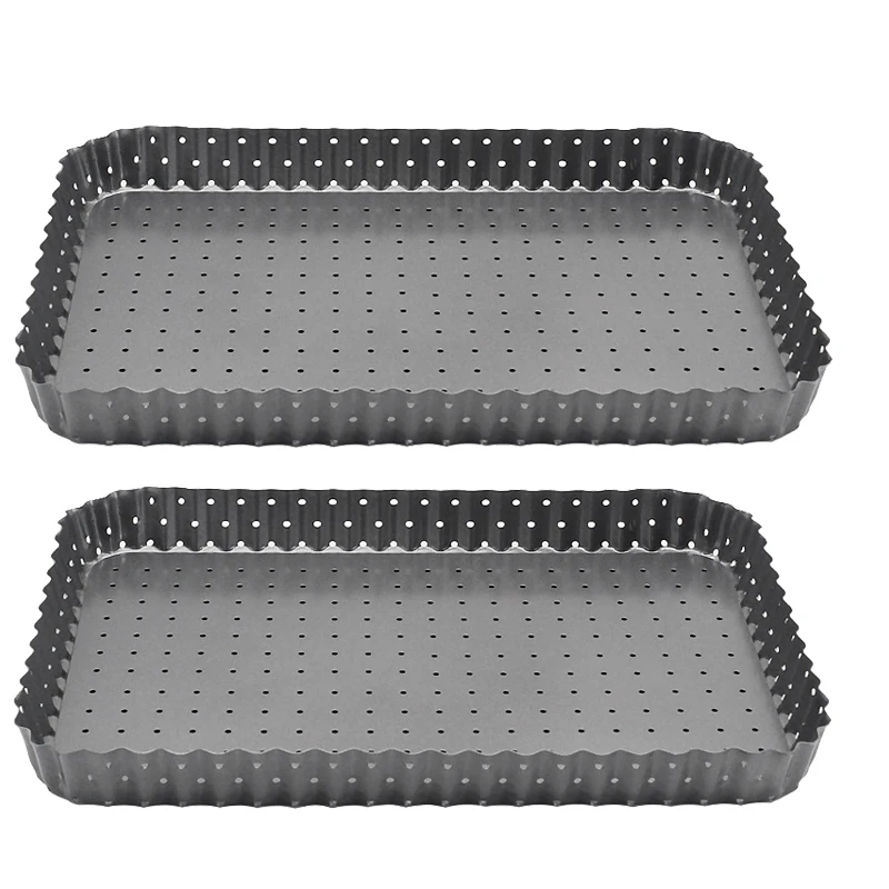 JEYL Crusty Bake Perforated Quiche Tin Nonstick Pie Tin With Holes,2