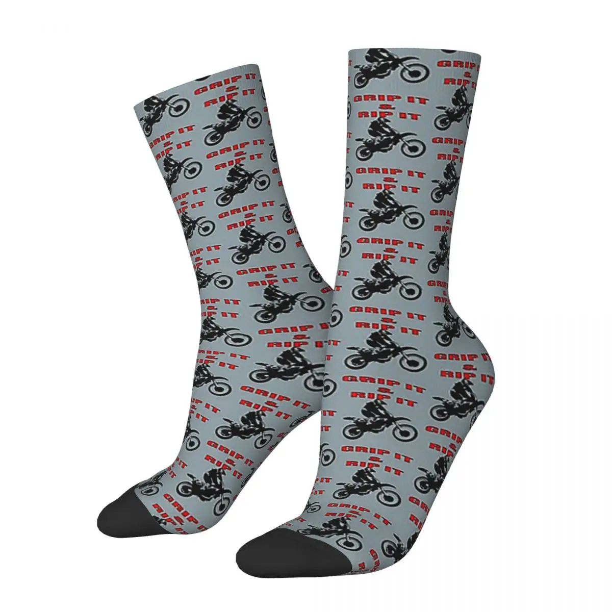 

Grip It And Rip It Dirt Bike Racer Socks Harajuku Super Soft Stockings All Season Long Socks for Man's Woman's Birthday Present