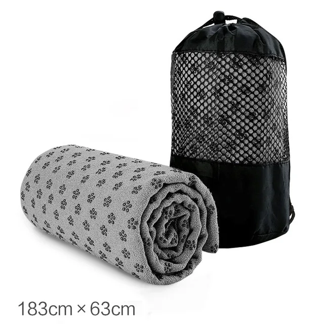 183*63cm Portable Anti-slip Sweat-absorbent Yoga Mat Towel Cloth Mat Ultra-thin Yoga Blanket Towel Blanket Workout with Bag 4
