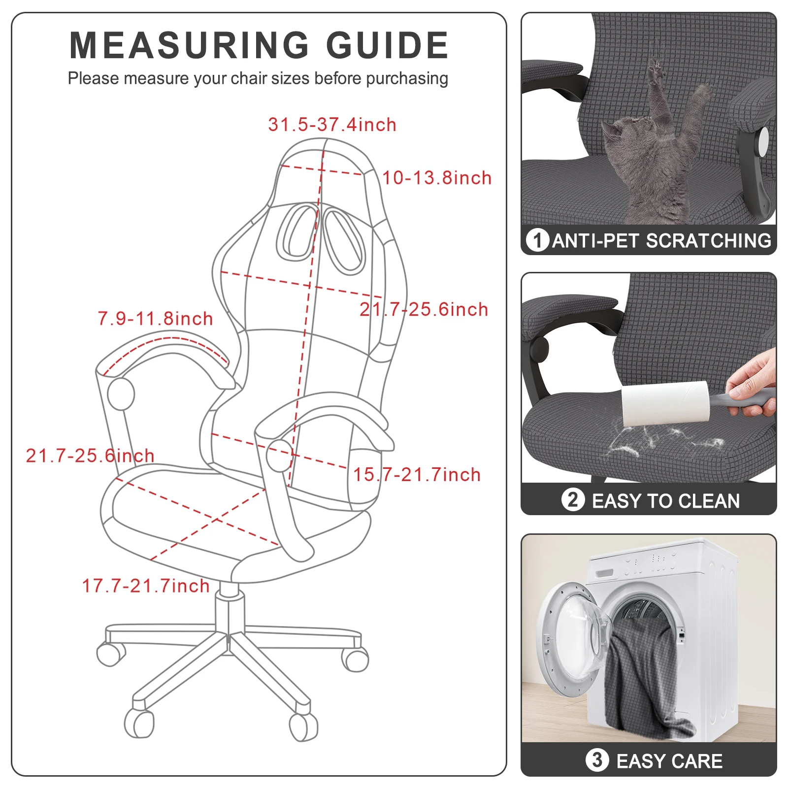 Gaming Chair Covers 4pcs Gaming Chair Covers With Armrest Spandex Splicover Waterproof Office Seat Cover For Computer Armchair Dust-proof Protector