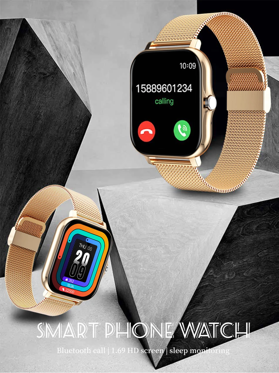 2022 New Women Smart watch Men 1.69" Color Screen Full touch Fitness Tracker Men Call Smart Clock Ladies For Android IOS+BOX