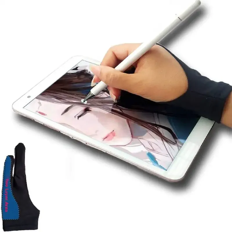 Artist Gloves Palm Rejection Gloves with Two Finger for Drawing Tablet Paper Sketching Display Art Painting iPad Pencil Graphics artist drawing gloves