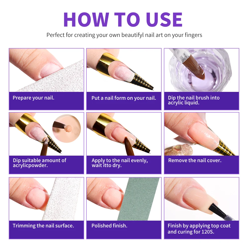 Limegirl Nail Acrylic Liquid Monomer Crystal 40ml/75ml/120ml/240ml for Nail Art Acrylic Powder Extension Professional Manicure 5