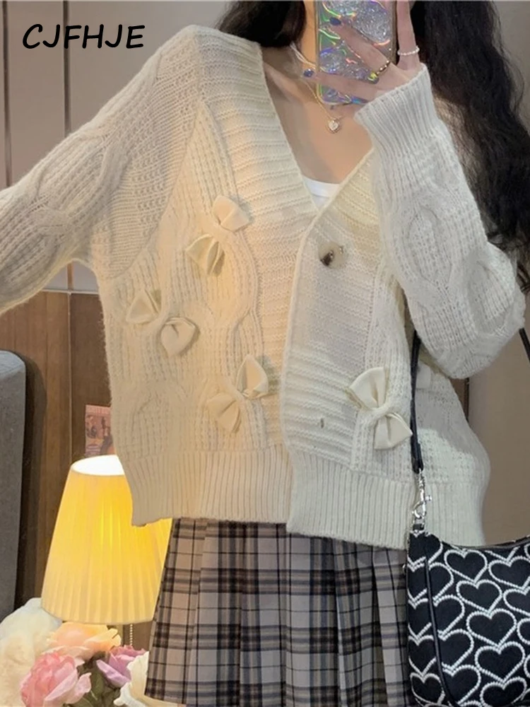 

CJFHJE осенне-зимний вязаный свитер, пальто для женщин, японский дизайнерский короткий вязаный кардиган, Женская Корейская трикотажная одежда, свитер 2022