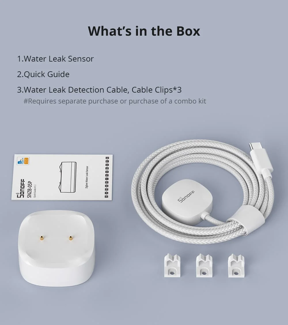 SNZB-05P Zigbee 3.0 Water Leak Detector 5 Years Lifetime IP67 Waterproof Smart A