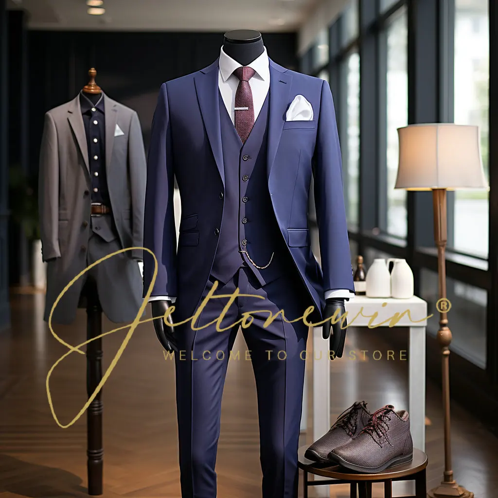 

Костюм для мужчин приталенный деловой смокинг для жениха 3 предмета Свадебные Мужские костюмы (пиджак + жилет + брюки) мужские костюмы