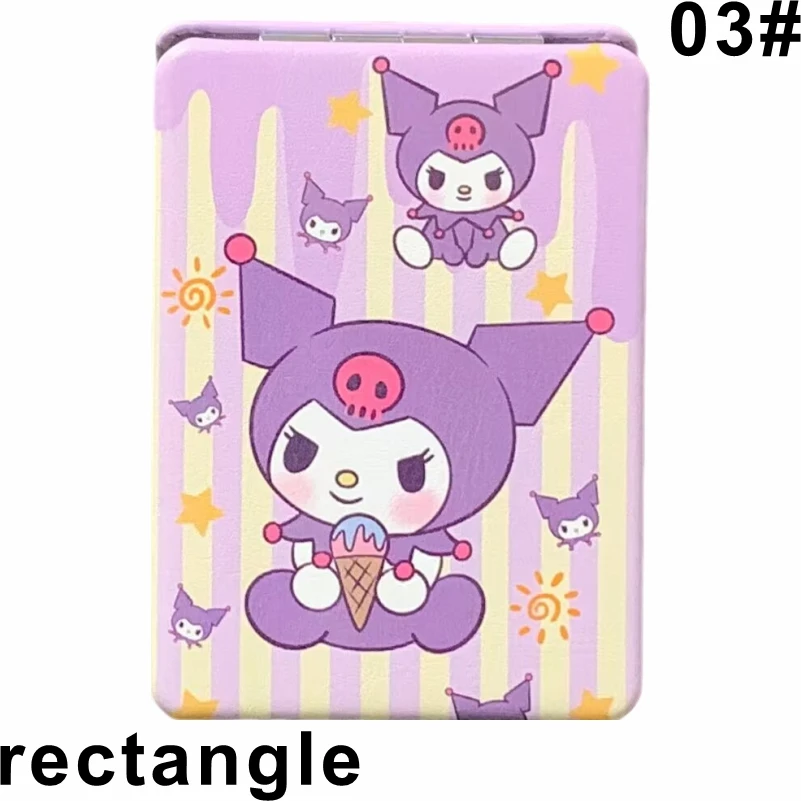 שלום קיטי kuromi מלודיה קריקטורה מלבנית מלבן דו צדדית כפולה ניידת מראה קוסמטי אישה מתקפלת בנות מראה קטן מתנה