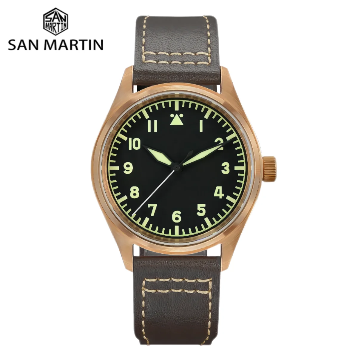 

San Martin Bronze Pilot Military YN55 Retro Men Automatic Mechanical Watch Luxury Luminous Sapphire 20 Bar Waterproof SN0030Q-2