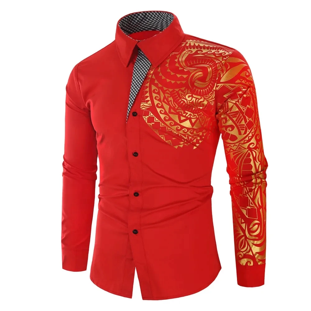 2026 Men's Brand Shirt, Luxury Gold High Quality Long Sleeve Shirts,  Business White Black Men Dress Prom Social Print Shirts - AliExpress  200000343