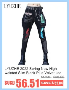 paige jeans LYUZHE 2022 Spring New High Waist Slim Stretch Black Jeans Women Fashion Color Contrast Stitching Zipper Pencil Pants ZWL2280A jeans women