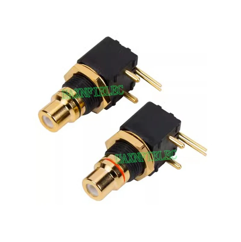 Copper Gold Plated RCA Terminal Female Jack PCB Socket Connector Right Angle for DAC Decoder Digital Coaxial Input/Output 2PCS