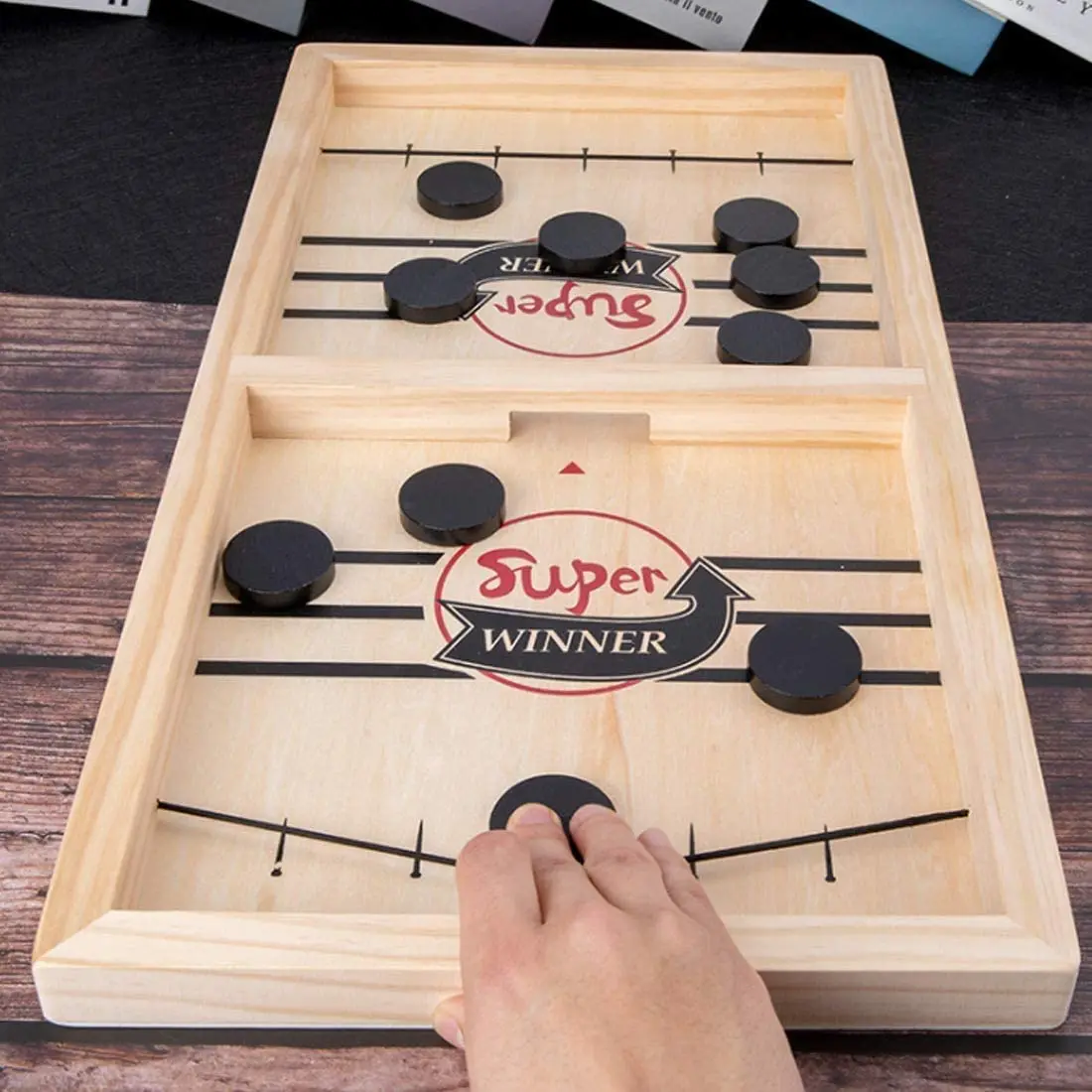 Gioco Da Tavolo Pieghevole Sling Puck In Legno – Hockey Da Tavolo Per Famiglia E Bambini – Interazione Genitori-Figli
